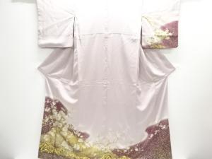 藤林徳扇作　箔置き枝梅に菊模様訪問着（あぜくら）